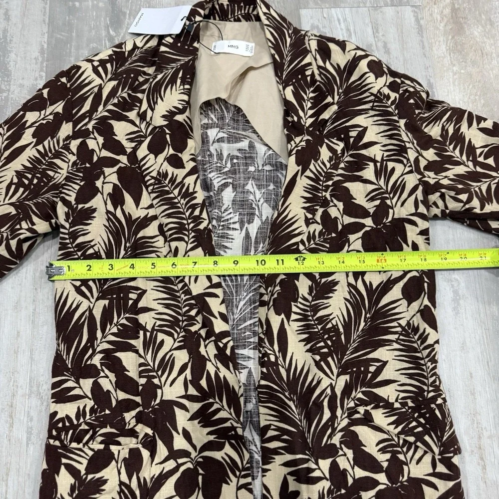 MNG Mango Blend Tropical Print Notch Collar Blazer Women's XXS Viscose‎ Western